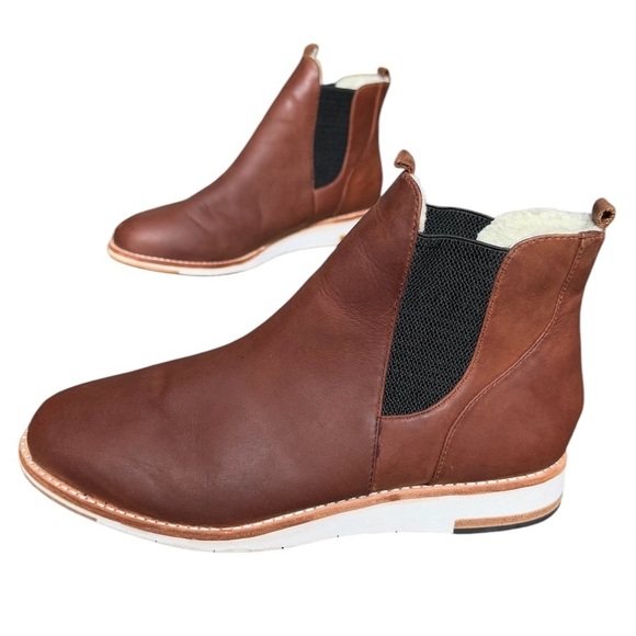 Matt Bernson Shoes - Matt Bernson Women's Classic Chelsea Leather Boots Sheepskin Shearling Size 9.5